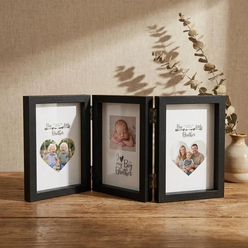 Creative Wooden Folding Photo Frame | Rustic Hinged Picture Frame