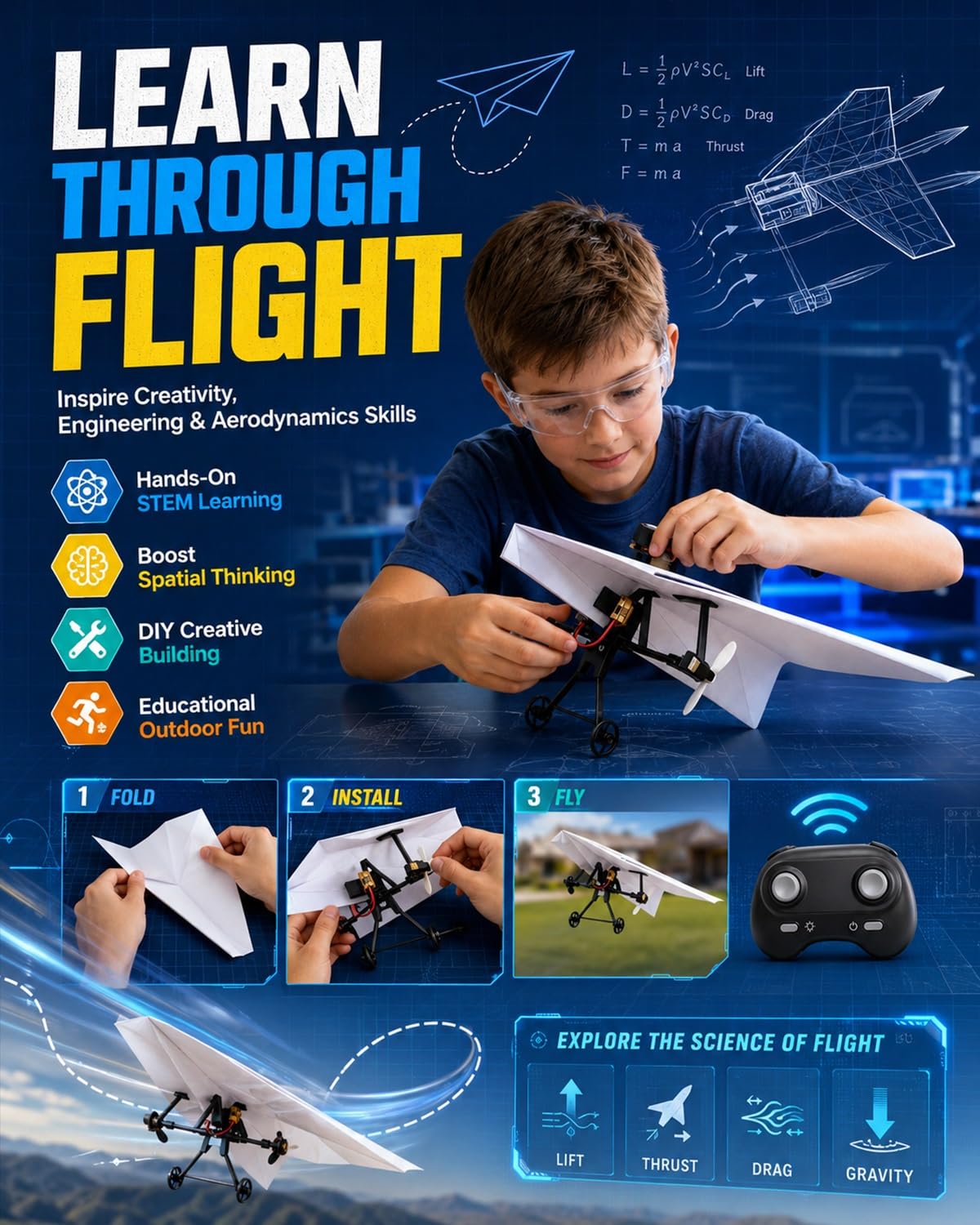 🔥 DIY RC Paper Airplane Kit 🛩️ 🛩️(Includes three rechargeable batteries)