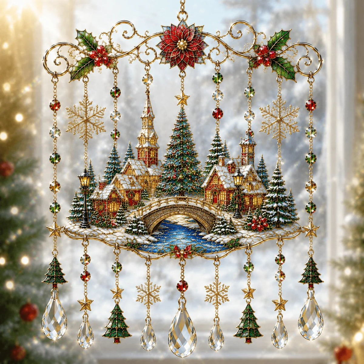 š„Handmade Christmas Stained Glass Window Hangingš„