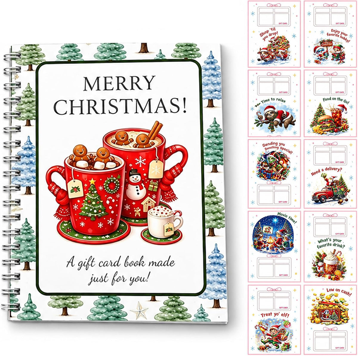 Christmas Gift Card Book, Spiral Bound for Holiday Gift Giving