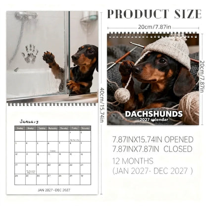 2027 Dachshund Wall Calendar | 12 Month Cute Wiener Dog Calendar, Perfect Gift for Dachshund Lovers