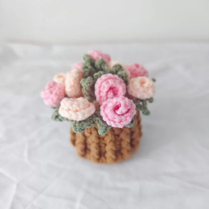 Handmade Crochet Flower Coaster Set | Foldable Floral Coasters with Storage Basket, Table Decor Gift