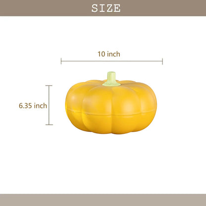 Big Pumpkin Snack Holder with Lid, Double Layer Serving Container with 3 Divided Compartments