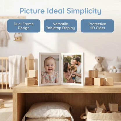 Creative Wooden Folding Photo Frame | Rustic Hinged Picture Frame