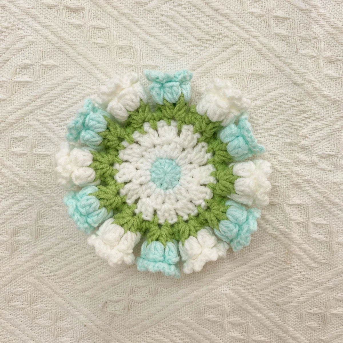 Handmade Crochet Flower Coaster Set | Foldable Floral Coasters with Storage Basket, Table Decor Gift