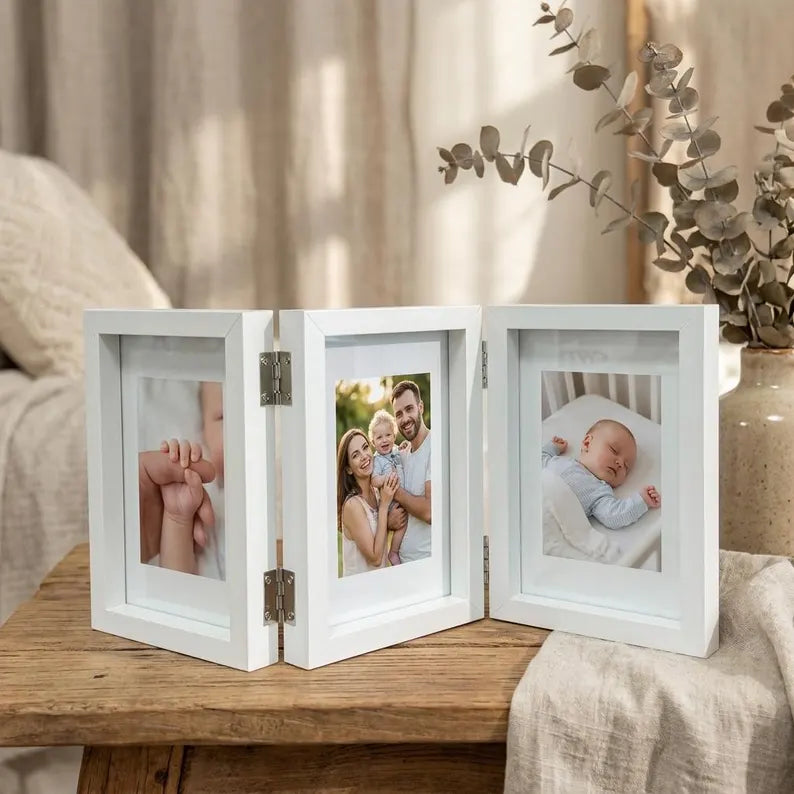 Creative Wooden Folding Photo Frame | Rustic Hinged Picture Frame