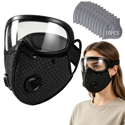 😷 Reusable Carbon Filter Dust Mask with Adjustable Goggles ❤️