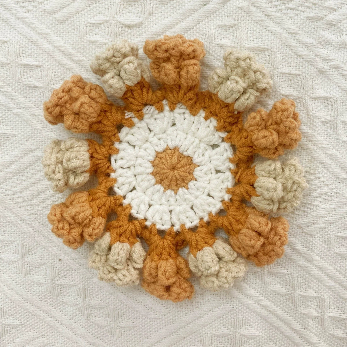 Handmade Crochet Flower Coaster Set | Foldable Floral Coasters with Storage Basket, Table Decor Gift