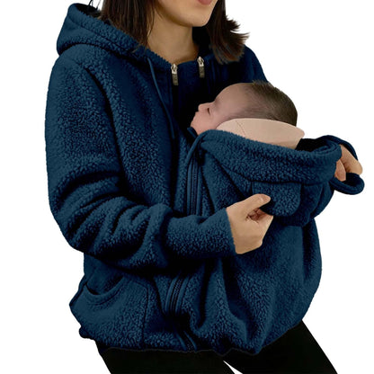 Winter Mom Cozy Fleece Thicken Kangaroo Carrier Coat Clothing