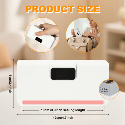 Mini Bag Sealer, Rechargeable Sealer Machine with LED Power Display