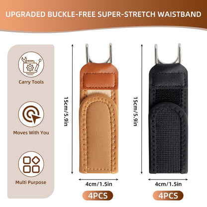 4 Buckle-Free Belts for Men and Women, Tactical Elastic Belt with Metal Hook, Invisible Adjustable Buckle-Free Belts