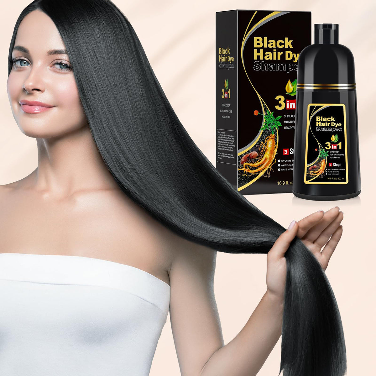Dark Brown Hair Color Shampoo for Gray Hair 500ML Hair Dye Shampoo for Men & Women