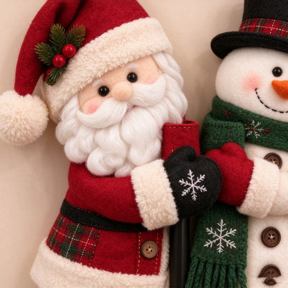 Christmas Santa & Snowman Door Handle Hugger Decor | Festive Kitchen Fridge Handle Ornaments