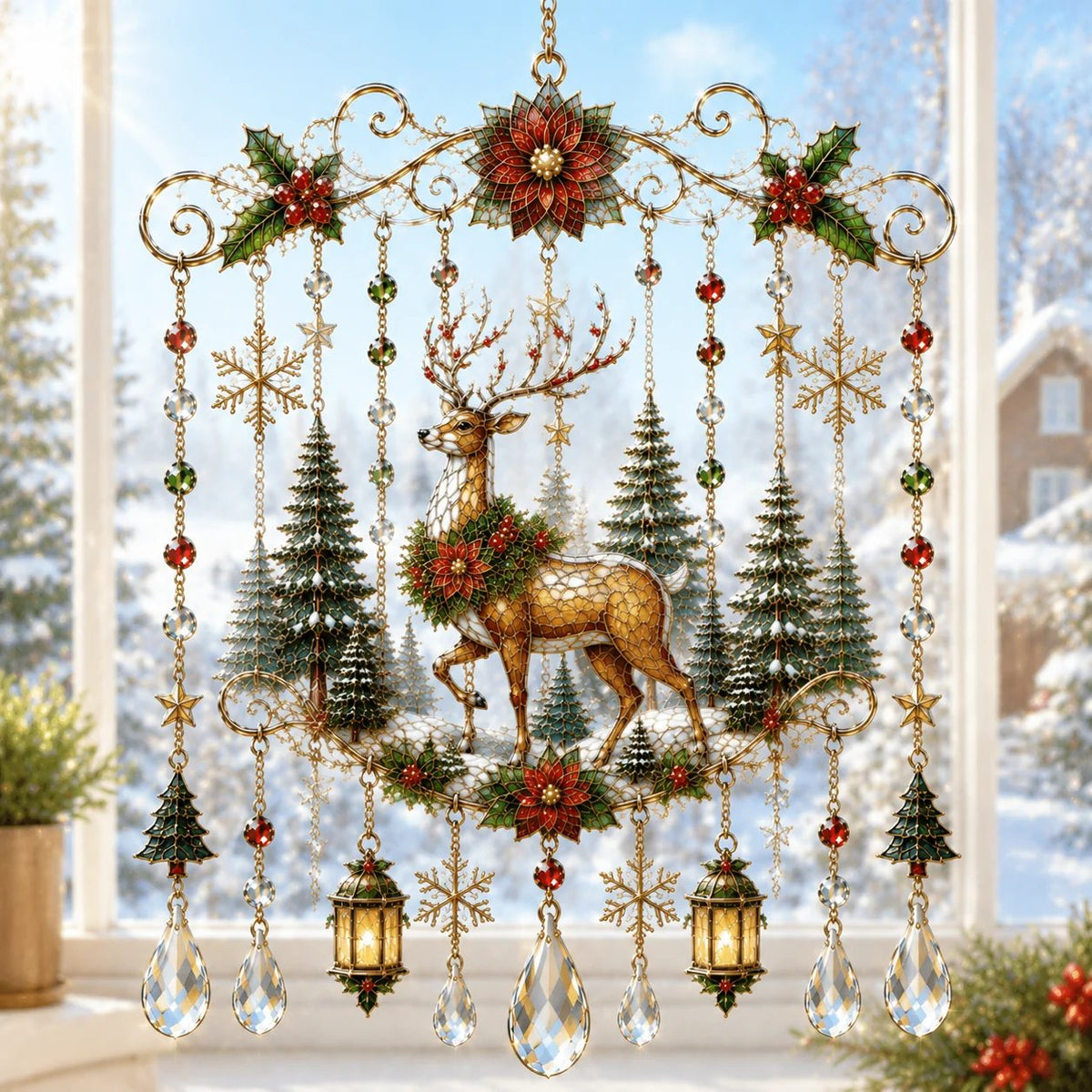 🔥Handmade Christmas Stained Glass Window Hanging🔥