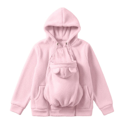 Winter Mom Cozy Fleece Thicken Kangaroo Carrier Coat Clothing