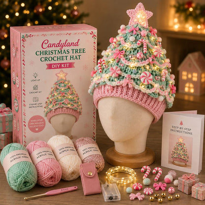 Beginner-Friendly Light-Up Christmas Tree Crochet Hat DIY Kit