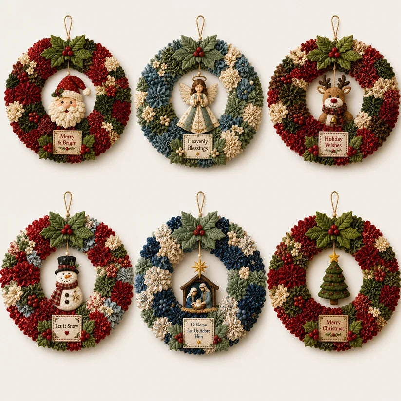 🎄 3D Fabric Poke Wreath DIY Kit