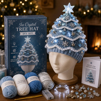 Beginner-Friendly Light-Up Christmas Tree Crochet Hat DIY Kit