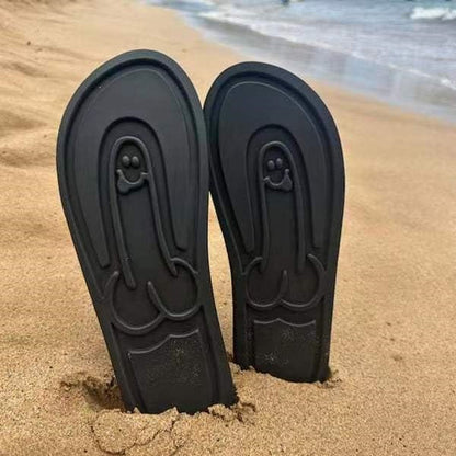 Funny Non Slip Quick-Dry Beach Flip Flops (Hidden Design)