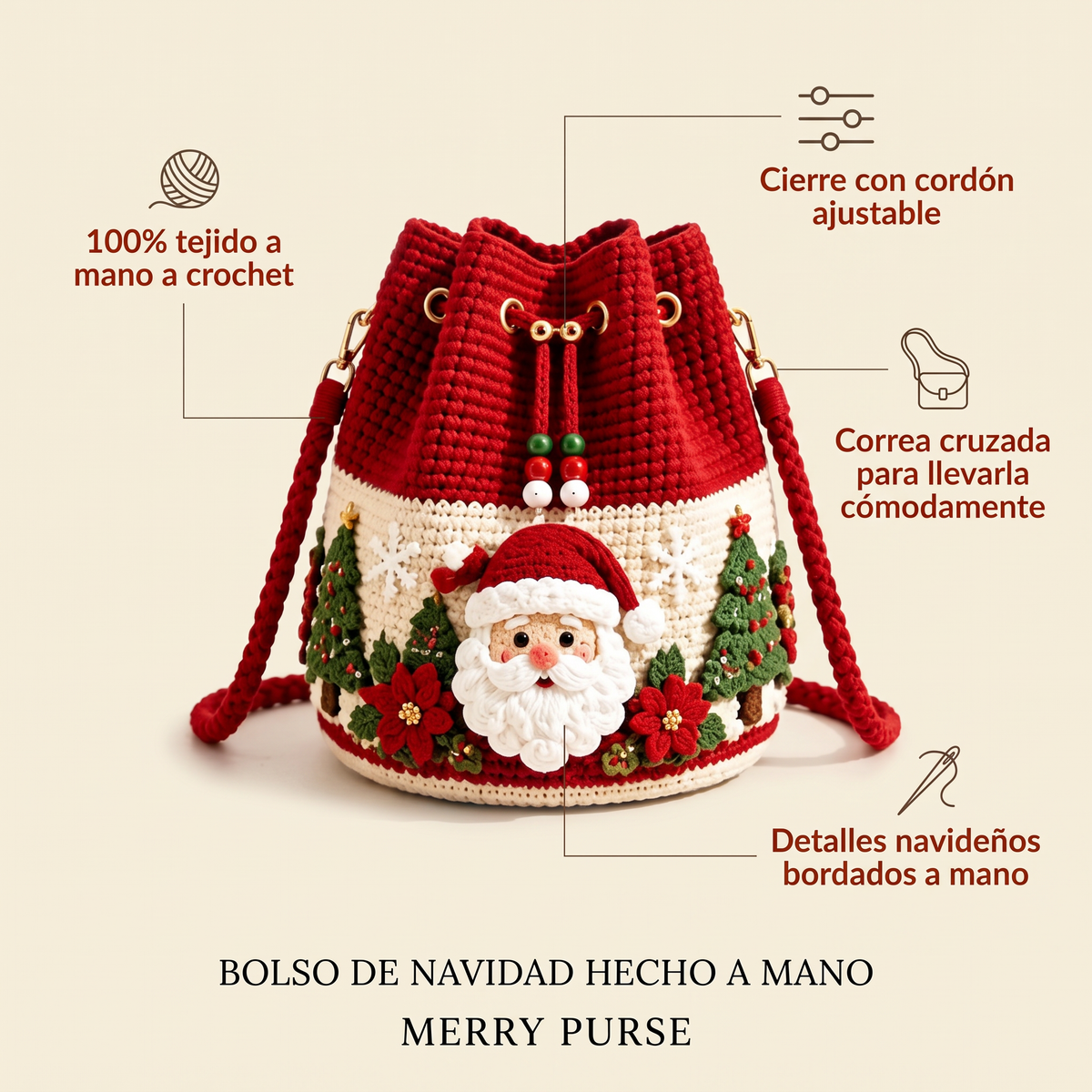 Hand-Knitted Christmas Bag