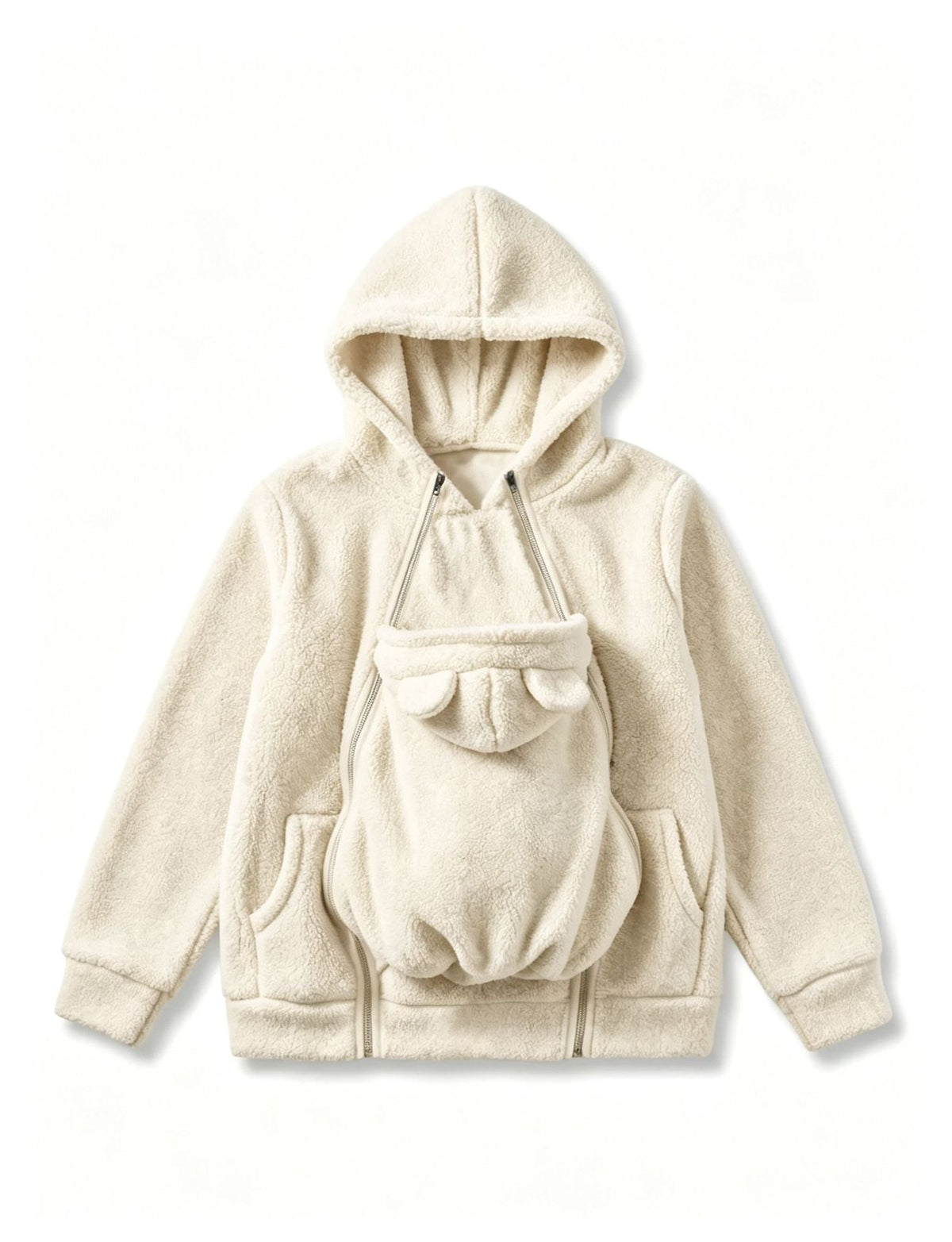 Winter Mom Cozy Fleece Thicken Kangaroo Carrier Coat Clothing