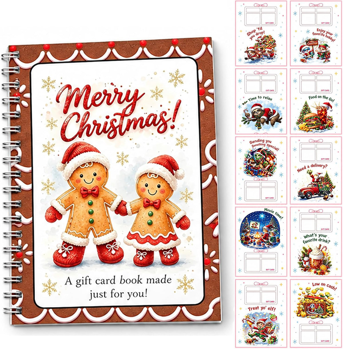 Christmas Gift Card Book, Spiral Bound for Holiday Gift Giving