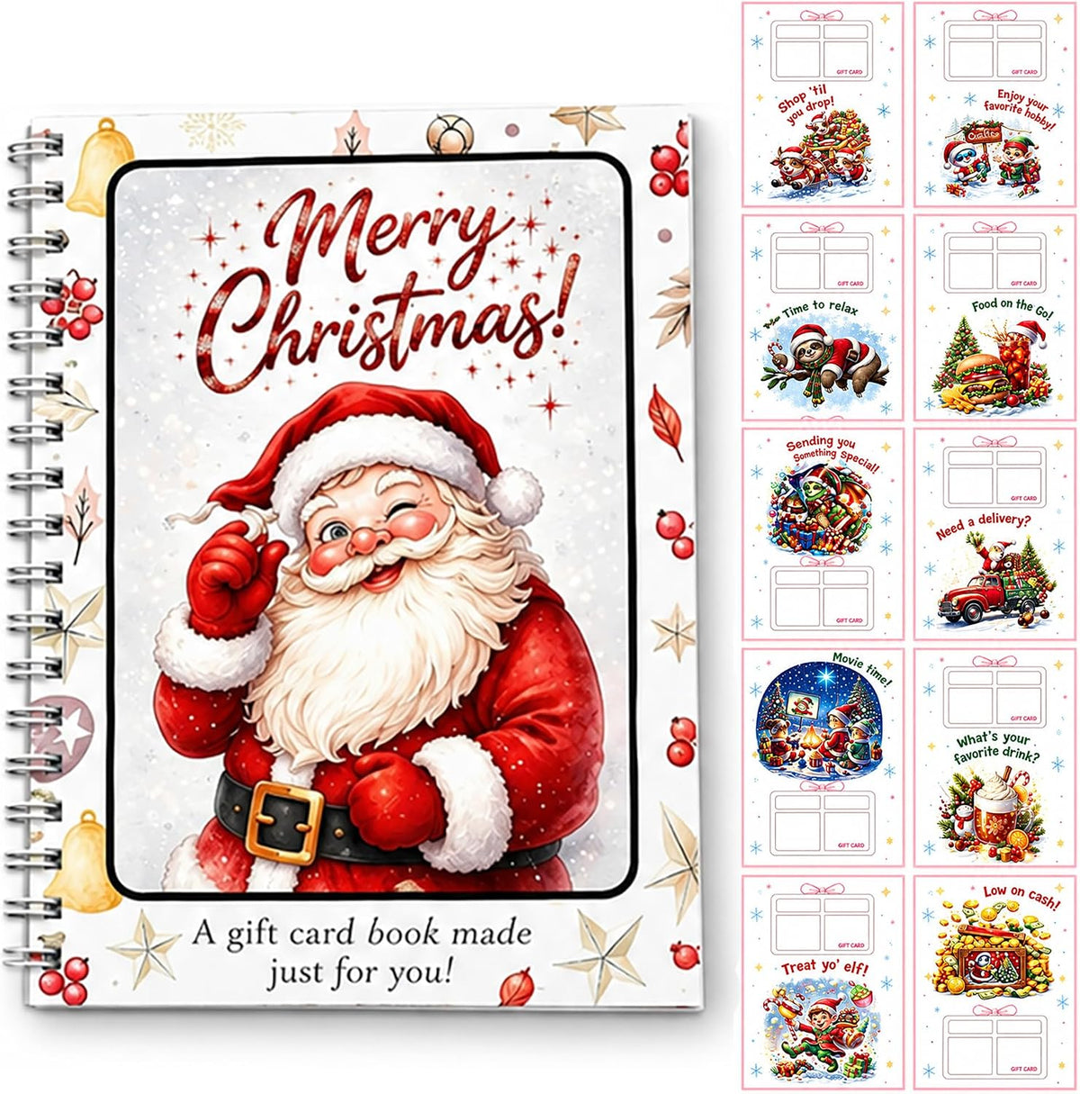 Christmas Gift Card Book, Spiral Bound for Holiday Gift Giving