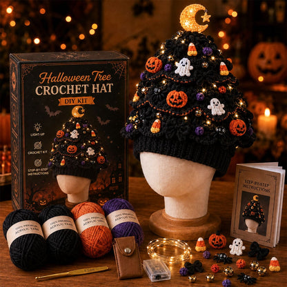 Beginner-Friendly Light-Up Christmas Tree Crochet Hat DIY Kit