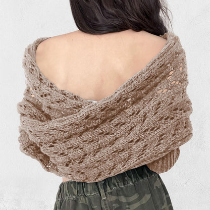 Scarf with Sleeves Knitted Cable Wrap, Multifunctional Knitted Crochet Shrugs