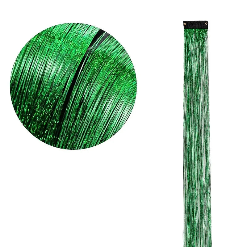 12 Pieces Coloured Clip-In Hair Extensions, Synthetic Long Straight Sequins