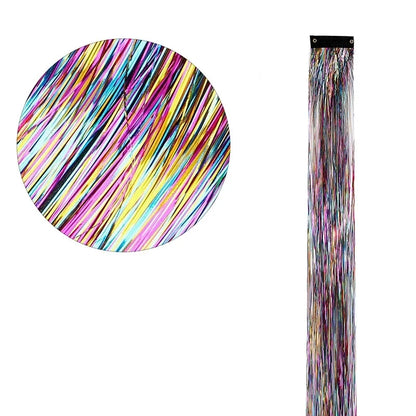 12 Pieces Coloured Clip-In Hair Extensions, Synthetic Long Straight Sequins