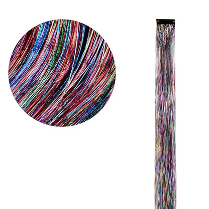 12 Pieces Coloured Clip-In Hair Extensions, Synthetic Long Straight Sequins