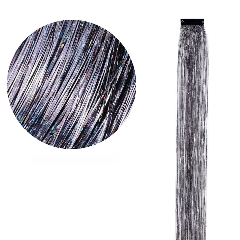 12 Pieces Coloured Clip-In Hair Extensions, Synthetic Long Straight Sequins
