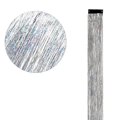 12 Pieces Coloured Clip-In Hair Extensions, Synthetic Long Straight Sequins