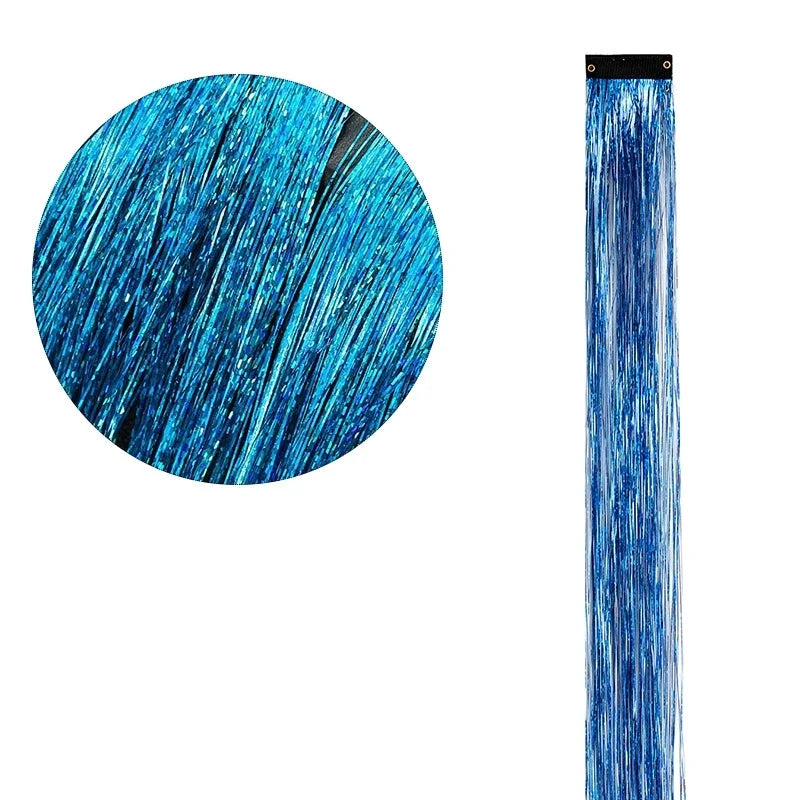 12 Pieces Coloured Clip-In Hair Extensions, Synthetic Long Straight Sequins