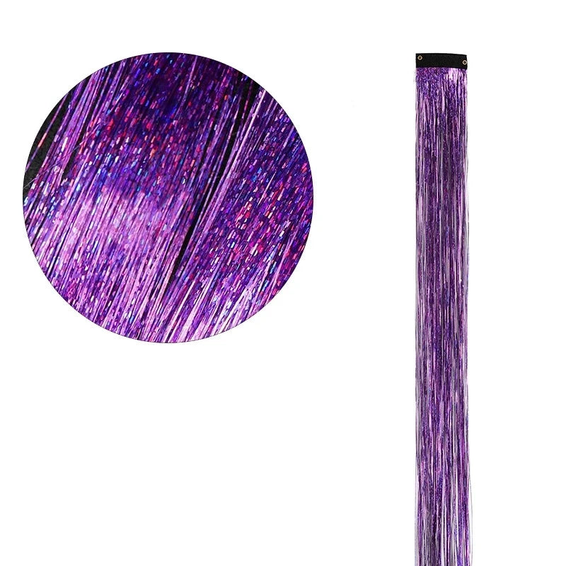 12 Pieces Coloured Clip-In Hair Extensions, Synthetic Long Straight Sequins
